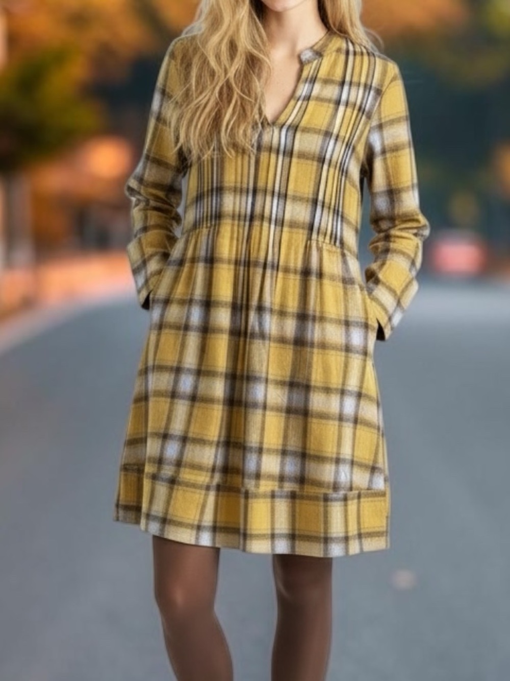 UNCLE FRANK Women's "Tucked and Plaid" Shirt Dress (S)